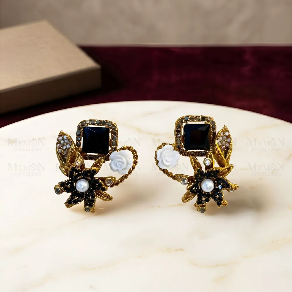Black Rose Charm Earrings