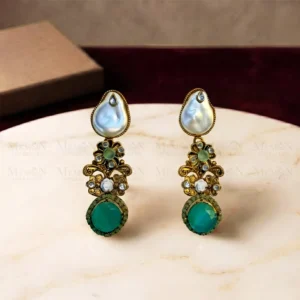 Teal Green Pearl Grace Earrings