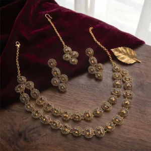 Khaki Do-Lada Layered Partywear Necklace Set