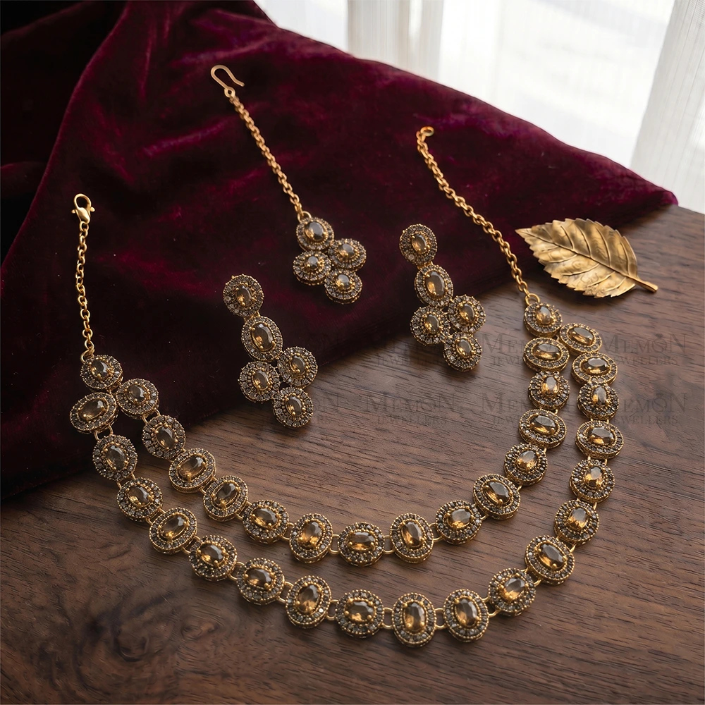 Khaki Do-Lada Layered Partywear Necklace Set