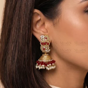 Ruby Red Elegant shahi Drop Jhumka
